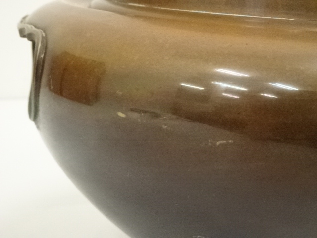  人間国宝　高橋敬典造　真形釜添　唐銅朝鮮風炉（共箱）